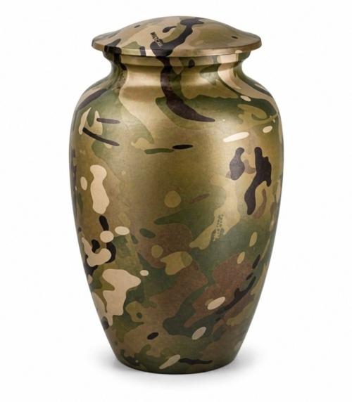 Camouflage groen, bruine urn