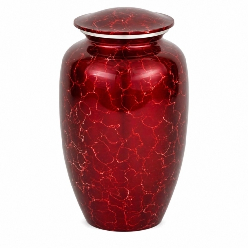 Dieprode urn met marmer/lava-effect