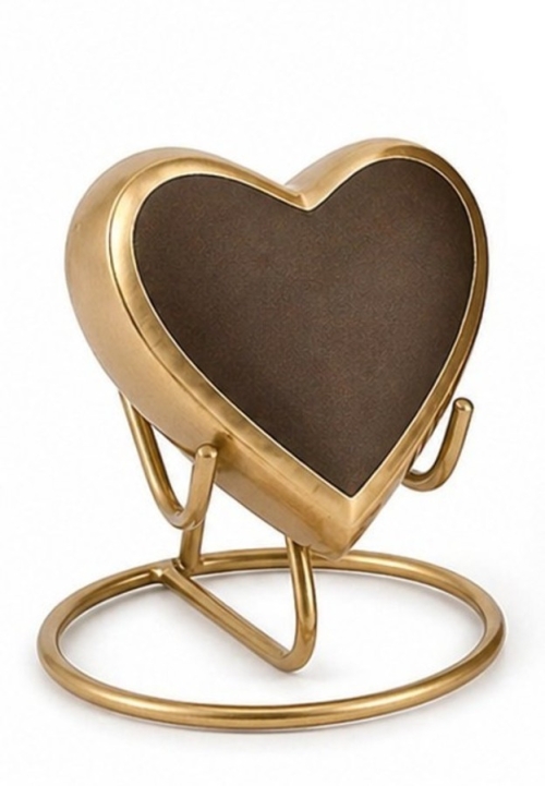 Donkerbruine urn met gouden omlijsting