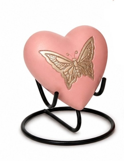 Roze urn met gouden vlinder