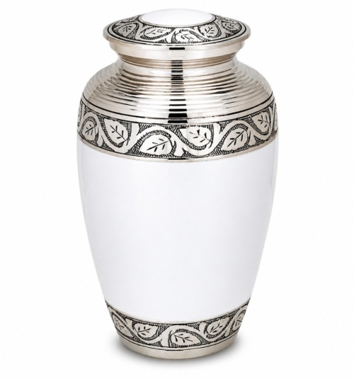 Wit/zilveren urn 