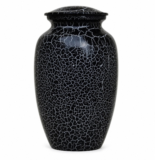 Zwart met zilver/witte urn met craquelé-effect