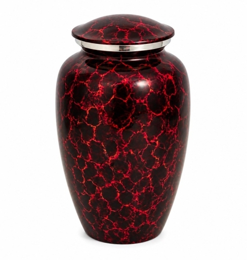 Zwart, rode urn met lava-effect